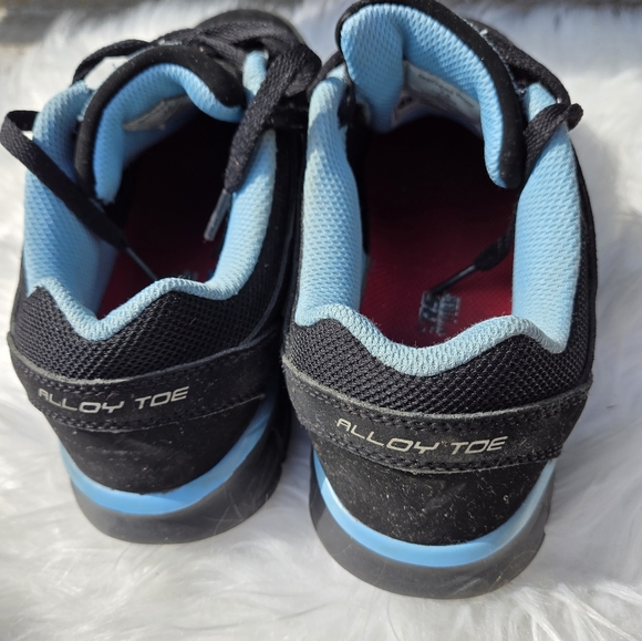 Skechers Work Shoes Women's Flex Sole Size US 7.5 Black & Blue Alloy Toe - Picture 8 of 14